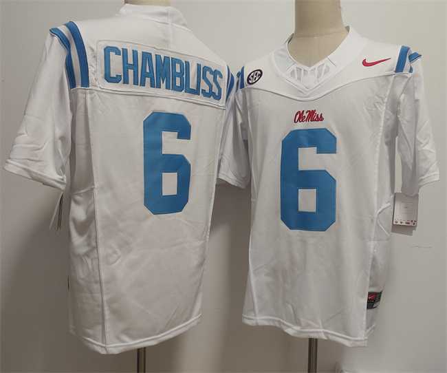Mens Ole Miss Rebels #6 Trinidad Chambliss White 2025 F.U.S.E. Stitched jersey