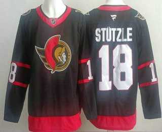 Mens Ottawa Senators #18 Tim Stutzle Black Authentic Jersey