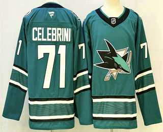 Mens San Jose Sharks #71 Macklin Celebrini Teal Authentic Jersey