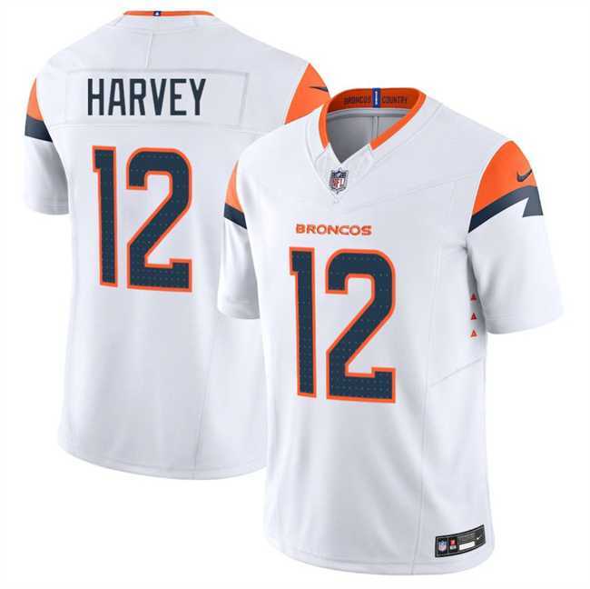 Men & Women & Youth Denver Broncos #12 RJ Harvey White 2025 F.U.S.E. Vapor Limited Stitched Jersey