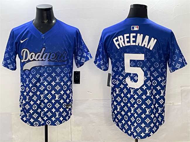 Mens Los Angeles Dodgers #5 Freddie Freeman Blue Limited Stitched Jersey