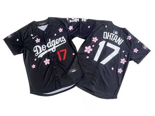 Mens Los Angeles Dodgers #17 Shohei Ohtani Black 2025 Tokyo Series Limited Stitched Jersey