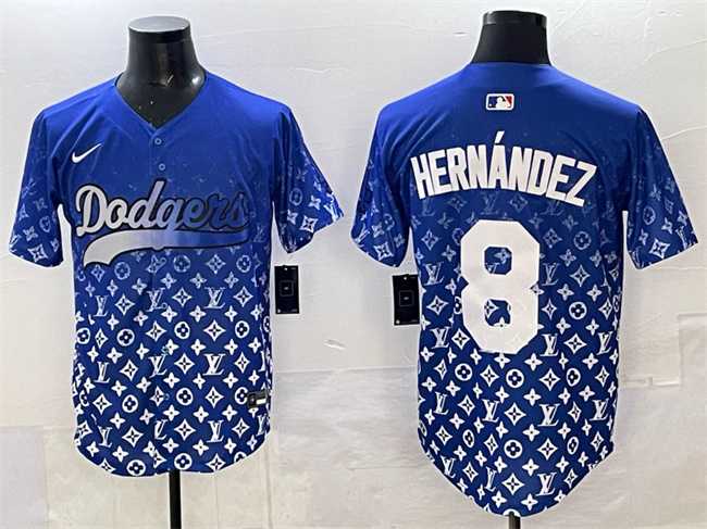 Mens Los Angeles Dodgers #8 Enrique Hernandez Blue Limited Stitched Jersey