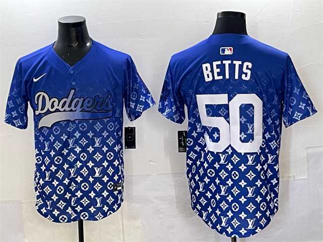 Mens Los Angeles Dodgers #50 Mookie Betts Blue Limited Stitched Jersey