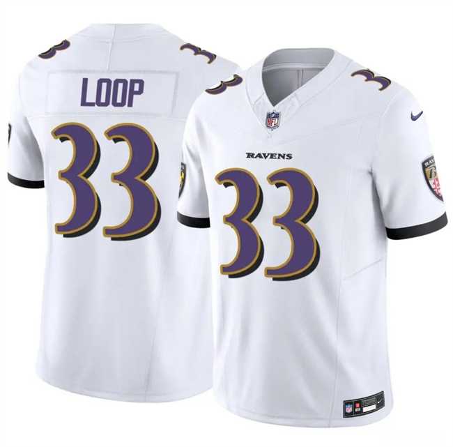 Mens Baltimore Ravens #33 Tyler Loop White 2025 F.U.S.E. Vapor Limited Jersey Dzhi