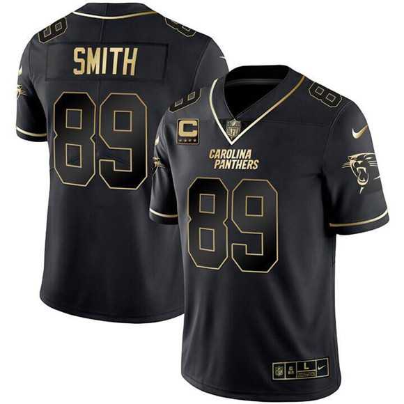 Mens Carolina Panthers #89 Steve Smith Black Gold With 4-Star C Patch Vapor Limited Stitched Jersey Dyin