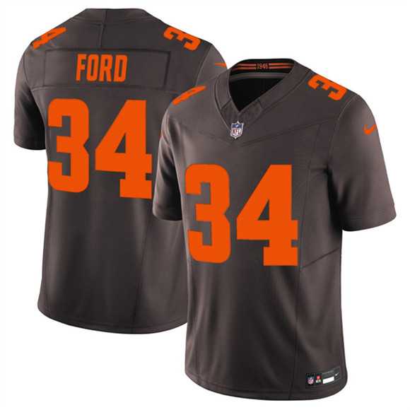 Mens Cleveland Browns #34 Jerome Ford Brown 2025 F.U.S.E. Alpha Dawg Limited Stitched Jersey Dzhi