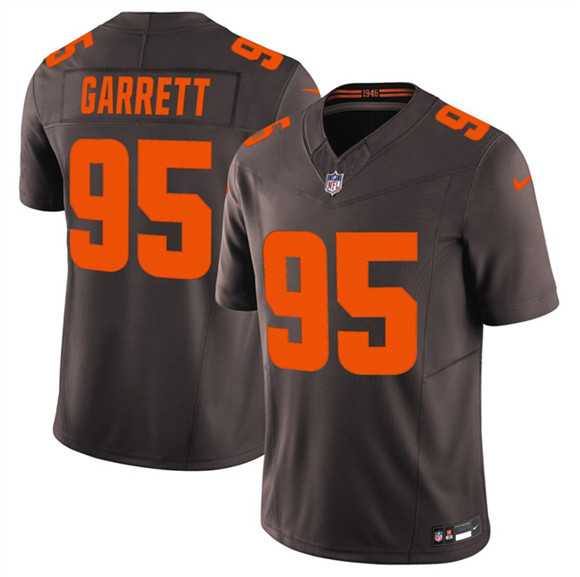 Mens Cleveland Browns #95 Myles Garrett Brown 2025 F.U.S.E. Alpha Dawg Limited Stitched Jersey Dzhi