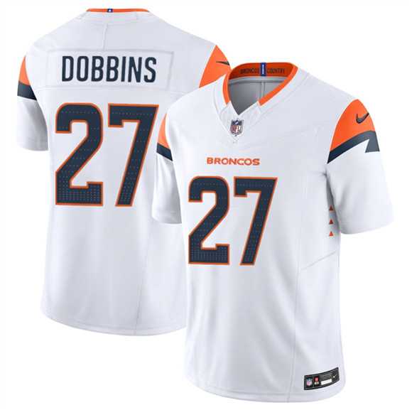 Mens Denver Broncos #27 J.K. Dobbins White 2025 F.U.S.E. Vapor Limited Stitched Jersey Dzhi