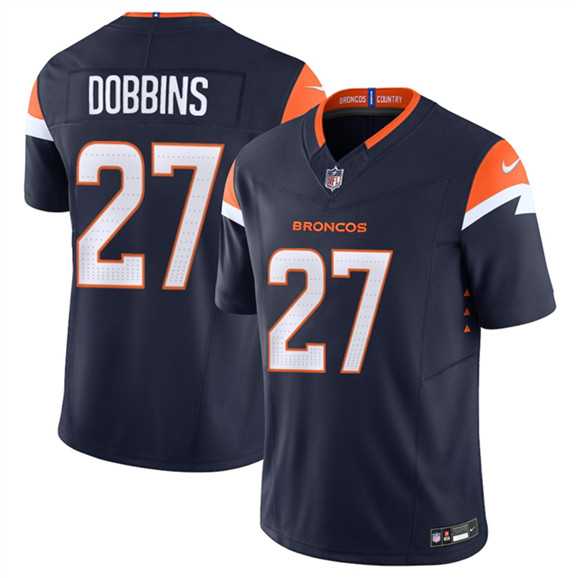 Mens Denver Broncos #27 J.K. Dobbins Navy F.U.S.E. Vapor Limited Stitched Jersey Dzhi