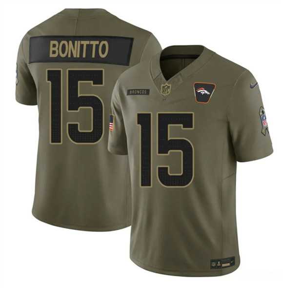 Mens Denver Broncos #15 Nik Bonitto Olive 2025 F.U.S.E. Salute to Service Limited Stitched Jersey Dyin