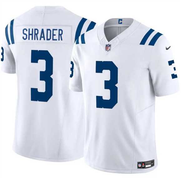 Mens Indianapolis Colts #3 Spencer Shrader White 2025 F.U.S.E. Vapor Limited Stitched Jersey Dzhi