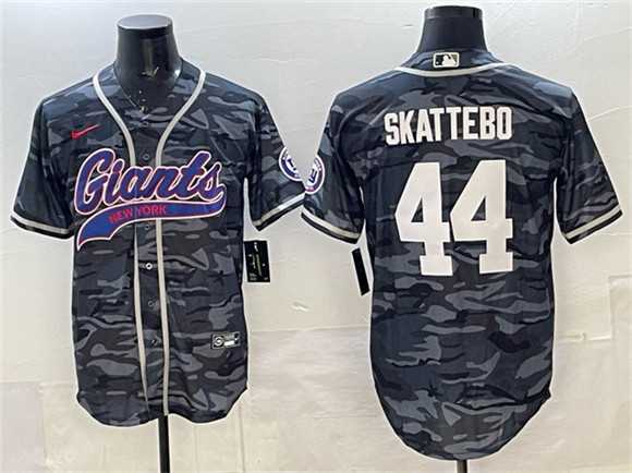 Mens New York Giants #44 Cam Skattebo Gray Camo With Patch Cool Base Stitched Baseball Jersey