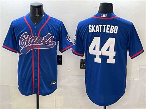 Mens New York Giants #44 Cam Skattebo Royal With Patch Cool Base Stitched Baseball Jersey