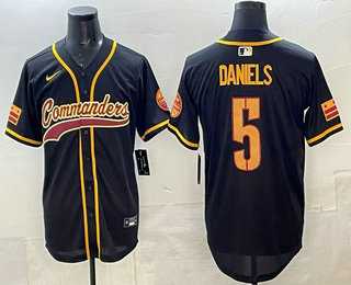 Mens Washington Commanders #5 Jayden Daniels Black Limited Stitched Baseball Jersey