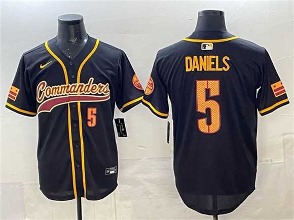 Mens Washington Commanders #5 Jayden Daniels Black Limited Stitched Baseball Jersey