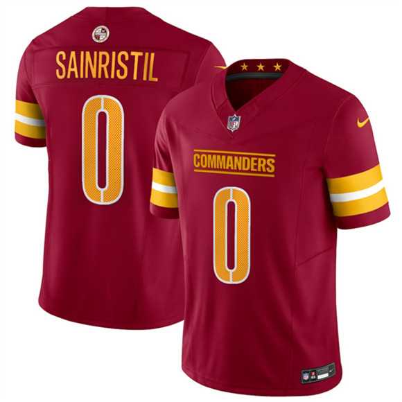 Mens Washington Commanders #0 Mike Sainristill Burgundy 2025 Draft F.U.S.E. Vapor Limited Stitched Jersey Dzhi