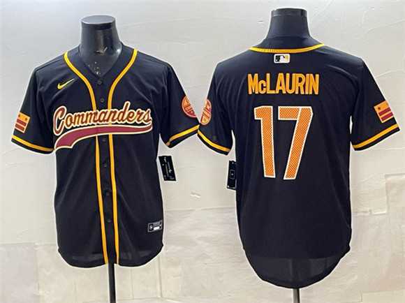 Mens Washington Commanders #17 Terry McLaurin Black Limited Stitched Baseball Jersey