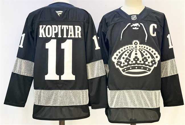 Mens Los Angeles Kings #11 Anze Kopitar Black With C Patch Alternate Stitched Hockey Jersey1