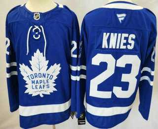 Mens Toronto Maple Leafs #23 Matthew Knies Blue Authentitc Jersey
