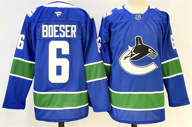 Mens Vancouver Canucks #6 Brock Boeser Royal 2024-25 Home Stitched Hockey Jersey