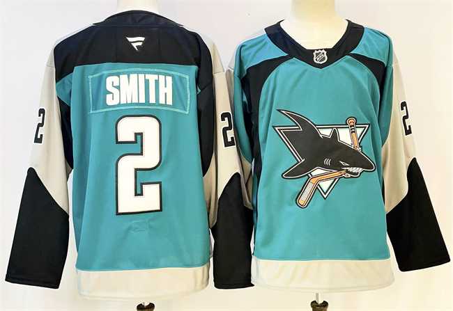 Mens San Jose Sharks #2 Will Smith Teal 2025 Alternate Stitched Hockey Jersey