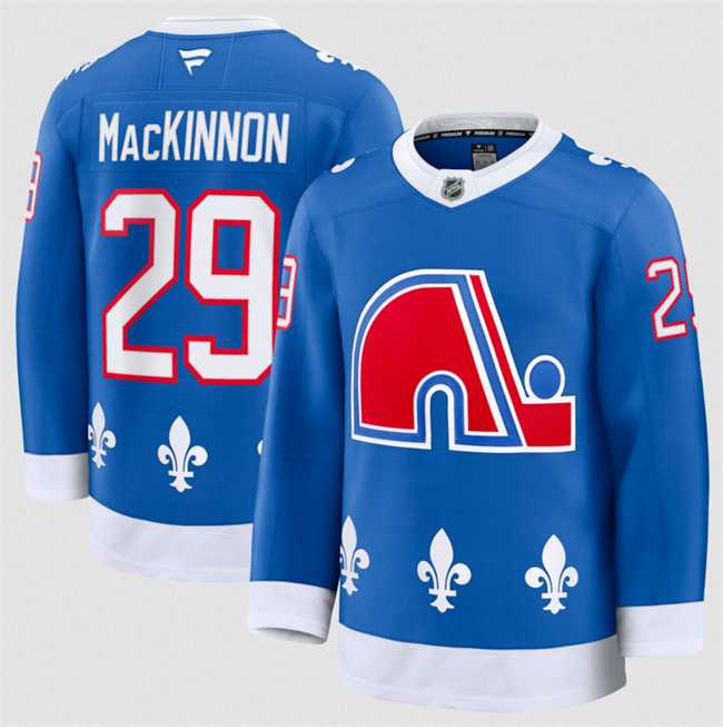 Mens Colorado Avalanche #29 Nathan MacKinnon Blue 2025 Alternate Stitched Jersey Dzhi