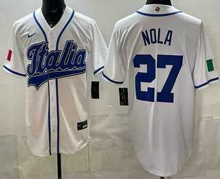 Mens Italy #27 Aaron Nola White 2026 World Baseball Classic Cool Base Jersey