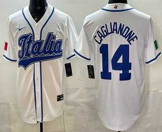 Mens Italy #14 Jac Caglianone White 2026 World Baseball Classic Cool Base Jersey