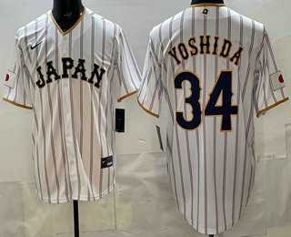 Mens Japan #34 Masataka Yoshida White 2026 World Baseball Classic Cool Base Jersey