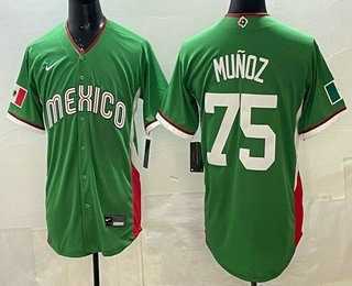 Mens Mexico #75 Andres Munoz Green 2026 World Baseball Classic Cool Base Jersey