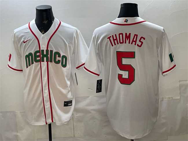 Mens Mexico Baseball #5 Alek Thomas White 2026 World Baseball Classic Home Stadium Stitched Jersey