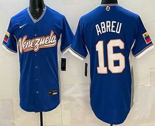 Mens Venezuela #16 Wilyer Abreu Blue 2026 World Baseball Classic Cool Base Jersey