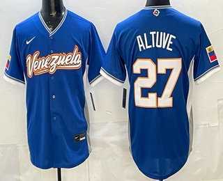 Mens Venezuela #27 Jose Altuve Blue 2026 World Baseball Classic Cool Base Jersey