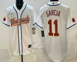Mens Venezuela #11 Maikel Garcia White 2026 World Baseball Classic Cool Base Jersey
