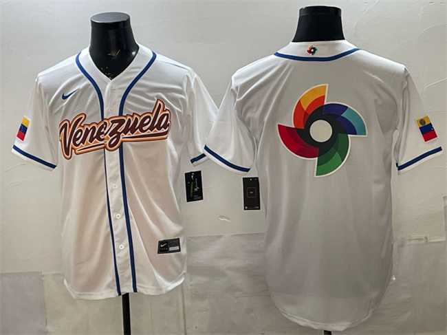 Mens Venezuela Baseball White 2026 World Baseball Classic Big Logo Home Stadium Stitched Jersey