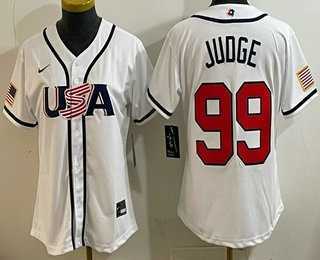Womens USA #99 Aaron Judge White 2026 World Baseball Classic Cool Base Jersey