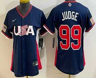 Womens USA #99 Aaron Judge Navy 2026 World Baseball Classic Cool Base Jersey