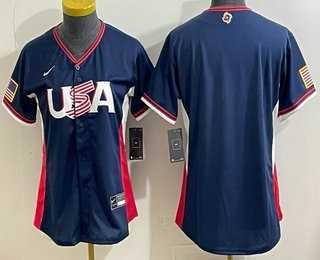 Womens USA Blank Navy 2026 World Baseball Classic Cool Base Jersey