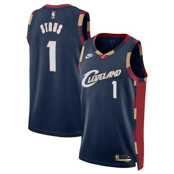 Mens Cleveland Cavaliers #1 Max Strus Navy 2025 Classic Edition Stitched Jersey Dzhi