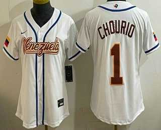 Womens Venezuela #1 Jackson Chourio White 2026 World Baseball Classic Cool Base Jersey->2026 world baseball classic->MLB Jersey