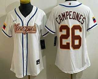 Womens Venezuela #26 Campeones White 2026 World Baseball Classic Cool Base Jersey->2026 world baseball classic->MLB Jersey