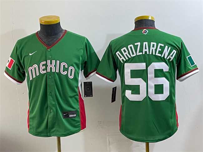 Youth Mexico Baseball #56 Randy Arozarena Green 2026 World Baseball Classic Stadium Stitched Baseball Jersey->2026 world baseball classic->MLB Jersey