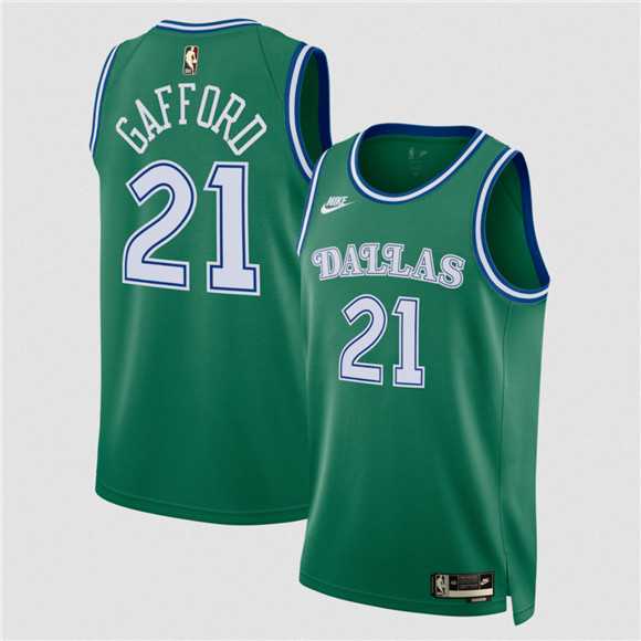 Mens Dallas Mavericks #21 Daniel Gafford Green 2025 Classic Edition Stitched Jersey Dzhi
