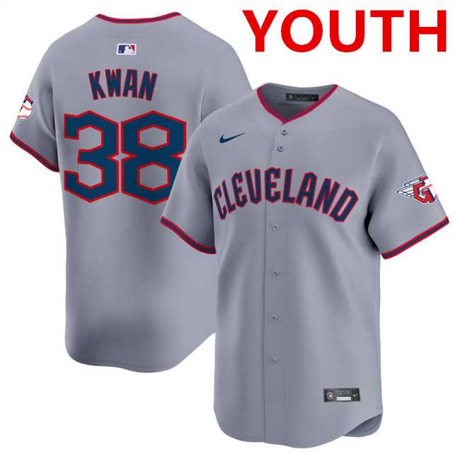Youth Cleveland Guardians #38 Steven Kwan Gray 2025 Alternate Limited Stitched Baseball Jersey Dzhi