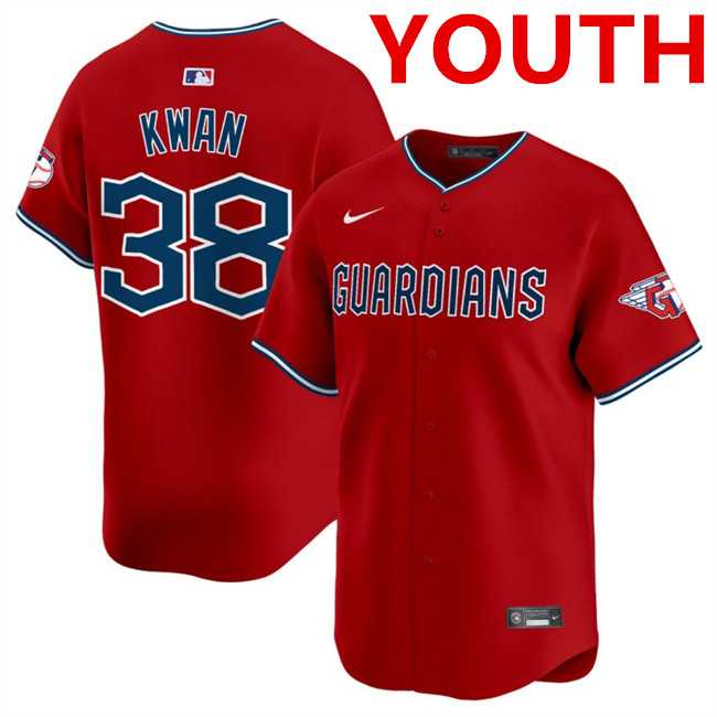 Youth Cleveland Guardians #38 Steven Kwan Red Alternate Limited Stitched Baseball Jersey Dzhi
