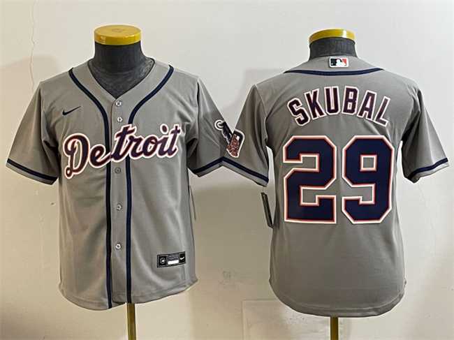 Youth Detroit Tigers #29 Tarik Skubal Gray Cool Base Stitched Baseball Jersey