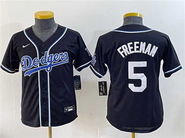 Youth Los Angeles Dodgers #5 Freddie Freeman Black Stitched Baseball Jersey