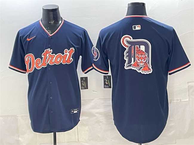 Mens Detroit Tigers Team Big Logo Navy 2026 Alternate Vapor Premier Limited Stitched Jersey Dzhi