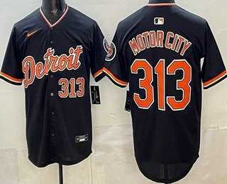 Mens Detroit Tigers #313 Motor City Navy Limited Jersey Dzhi